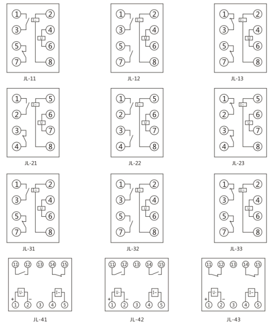 JL-31內部接線及外引接線圖(正視圖) JL-31內部接線及外引接線圖(正視圖)