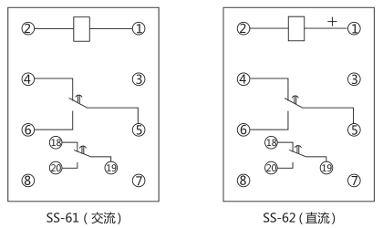 SS-61時(shí)間繼電器內(nèi)部接線及外引接線圖(背視圖)圖片 SS-61時(shí)間繼電器內(nèi)部接線及外引接線圖(背視圖)圖片