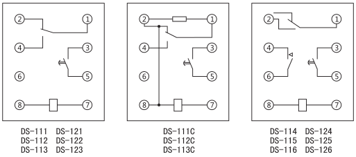DS-125時間繼電器內部接線及外引接線圖(背視圖)圖片 DS-125時間繼電器內部接線及外引接線圖(背視圖)圖片