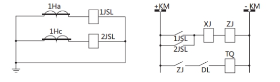 JSL-24繼電器構成的二相式定時限保護的原理圖 JSL-24繼電器構成的二相式定時限保護的原理圖