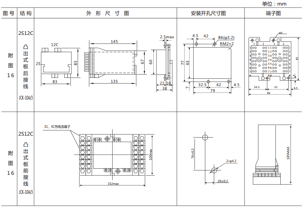 DZ-700E/6210中間繼電器外形及開孔尺寸 DZ-700E/6210中間繼電器外形及開孔尺寸