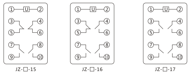 JZY(J)-411靜態(tài)中間繼電器內(nèi)部接線圖及外引接線圖 JZY(J)-411靜態(tài)中間繼電器內(nèi)部接線圖及外引接線圖