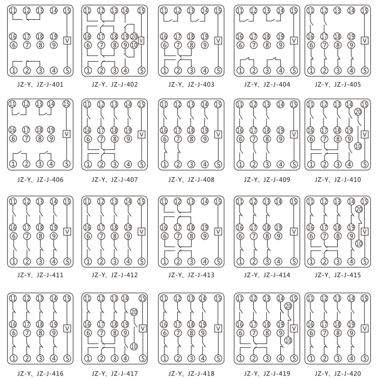JZY(J)-411靜態(tài)中間繼電器內(nèi)部接線圖及外引接線圖 JZY(J)-411靜態(tài)中間繼電器內(nèi)部接線圖及外引接線圖
