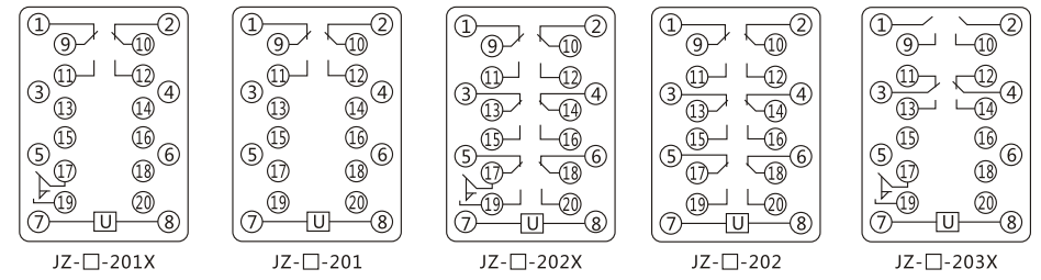 JZY(J)-310靜態中間繼電器內部接線圖及外引接線圖 JZY(J)-310靜態中間繼電器內部接線圖及外引接線圖