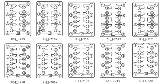 JZY(J)-204A-D靜態(tài)中間繼電器內(nèi)部接線圖及外引接線圖 JZY(J)-204A-D靜態(tài)中間繼電器內(nèi)部接線圖及外引接線圖
